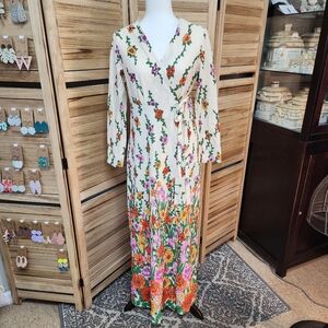 Vintage Butterfield Floral Maxi Dress Wrap Style Boho Cottagecore Large